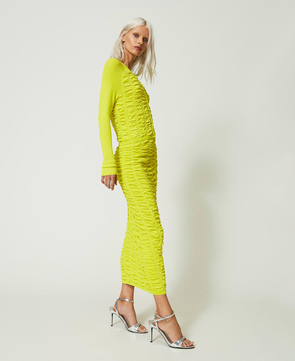 Midi skirt with gathering “Light Lemon” Yellow Woman 241AP3102_04615_02
