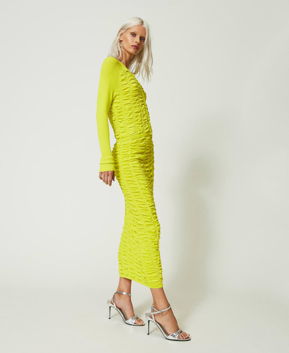 Gonna longuette con arricciatura