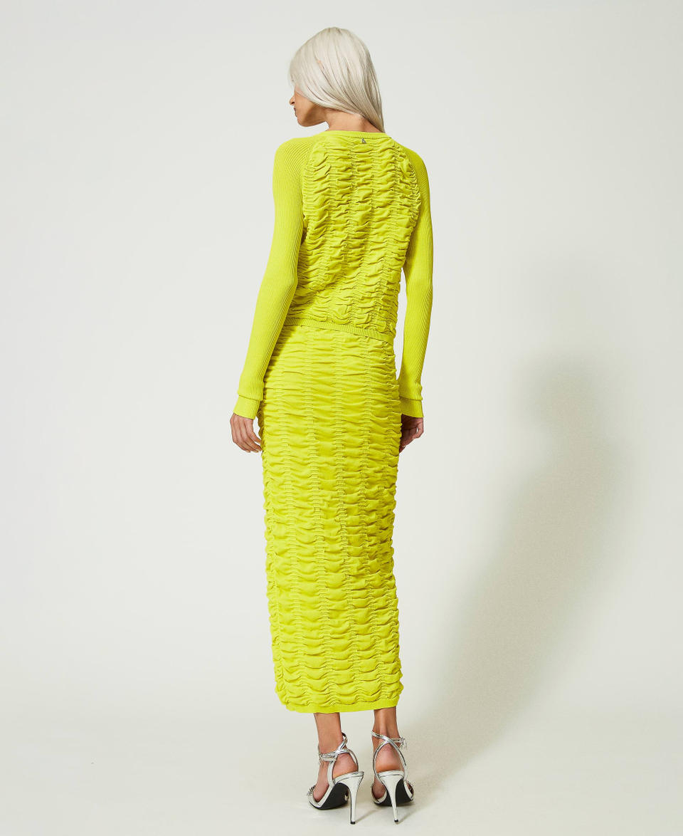Midi skirt with gathering “Light Lemon” Yellow Woman 241AP3102_04615_03