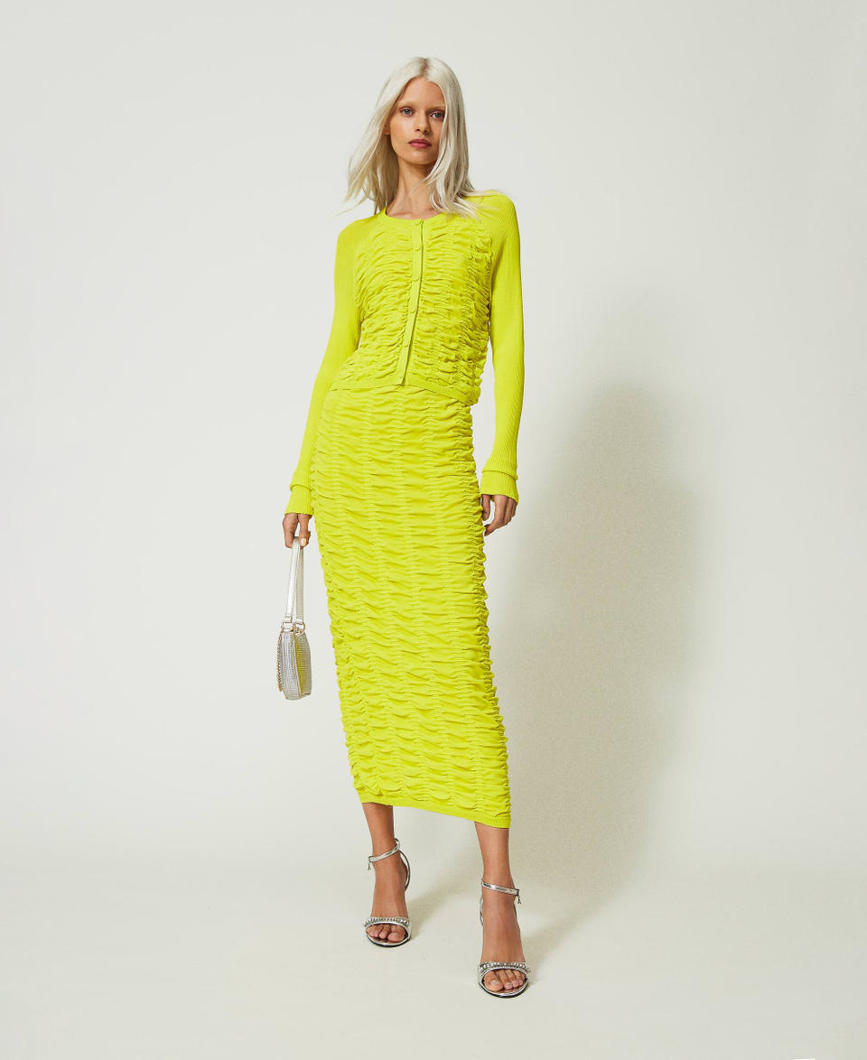 Midi skirt with gathering “Light Lemon” Yellow Woman 241AP3102_04615_0T