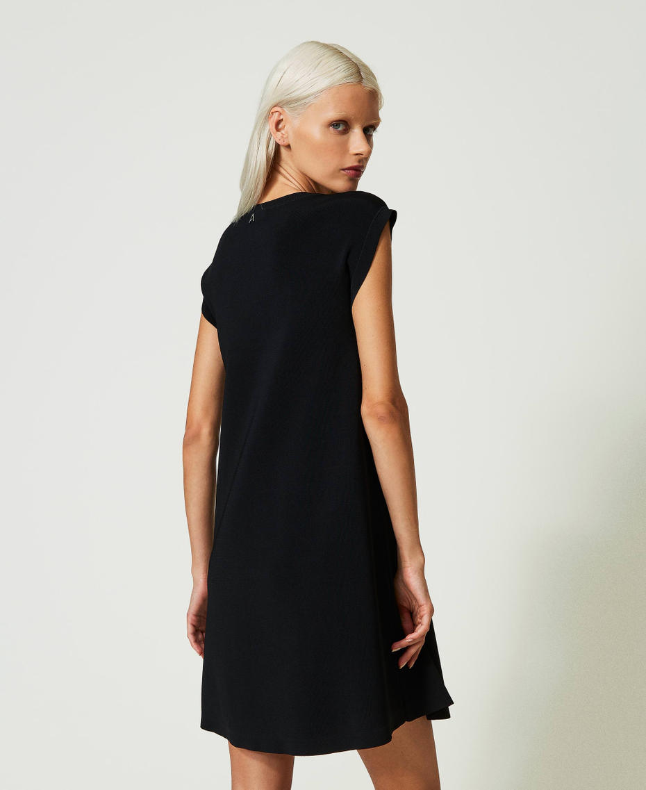 Abito corto con oblò e fiocco Nero Donna 241AP3121_00006_03