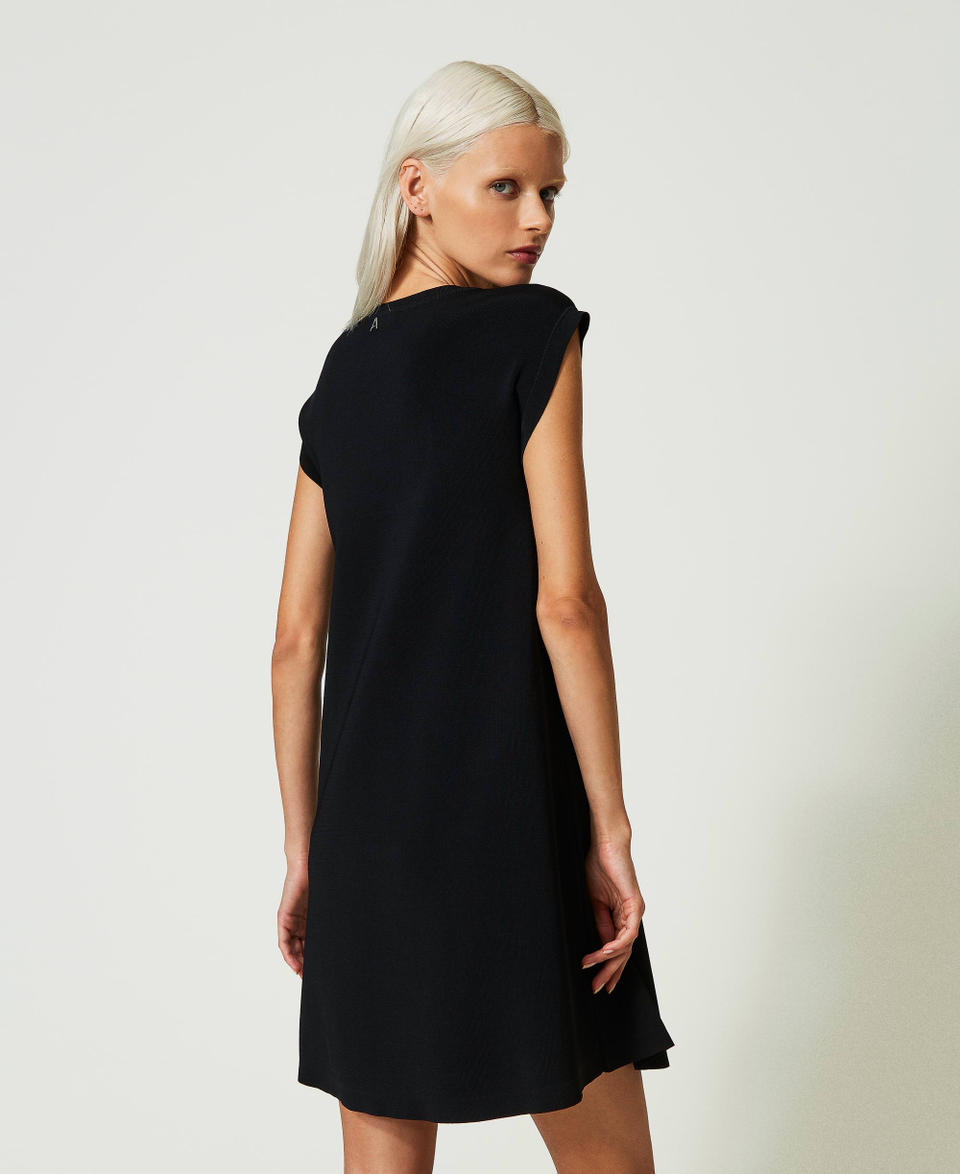 Abito corto con oblò e fiocco Nero Donna 241AP3121_00006_03