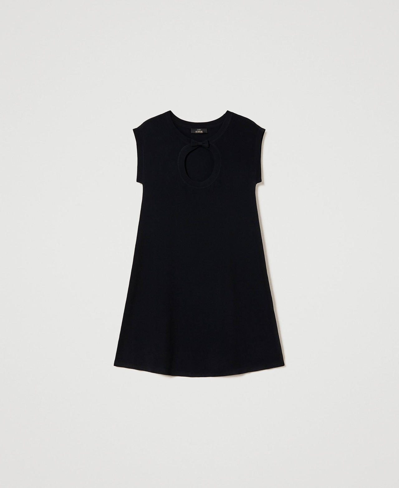 Abito corto con oblò e fiocco Nero Donna 241AP3121_00006_0S