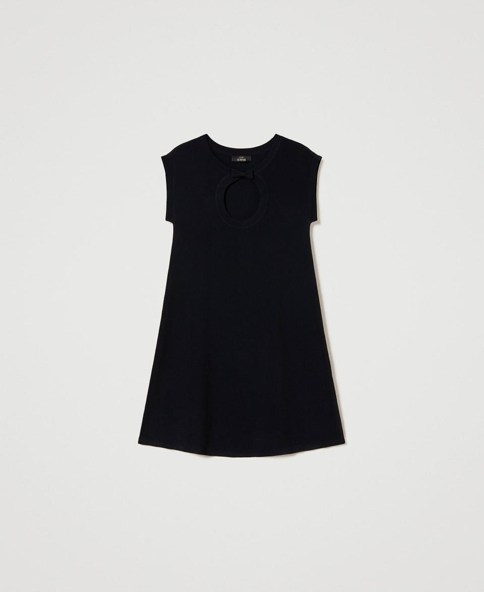 Abito corto con oblò e fiocco Nero Donna 241AP3121_00006_0S