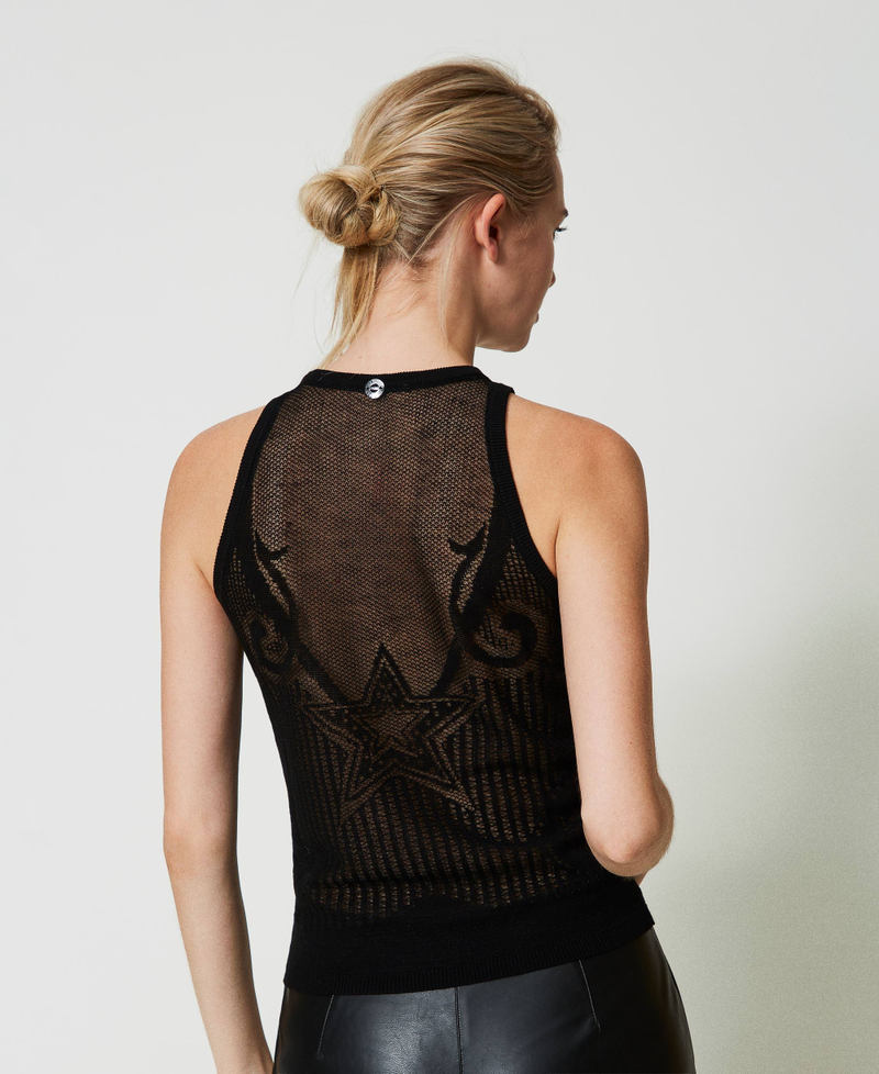 Jacquard top with star Black Woman 241AP3151_00006_03