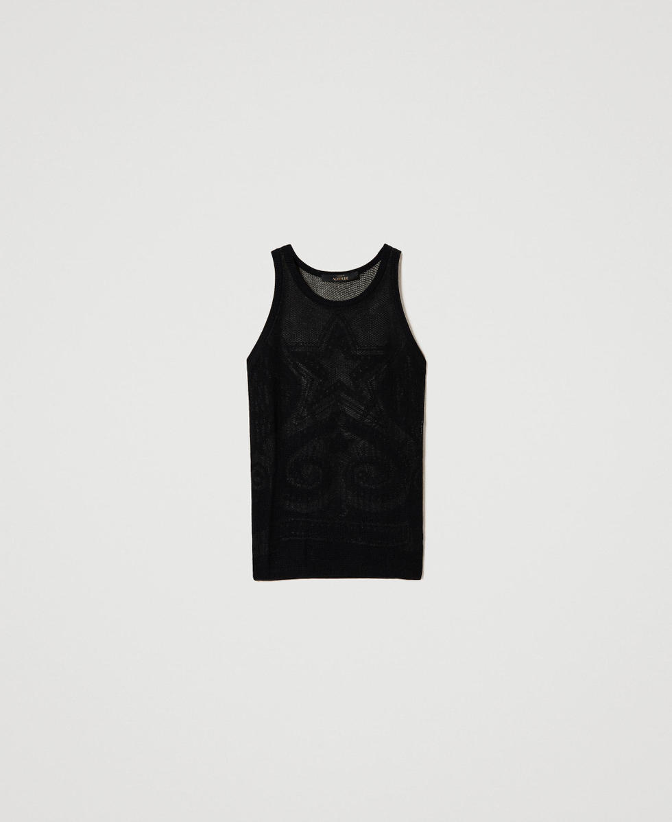 Jacquard top with star Black Woman 241AP3151_00006_S0