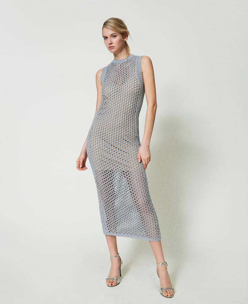 Robe longue en filet lurex