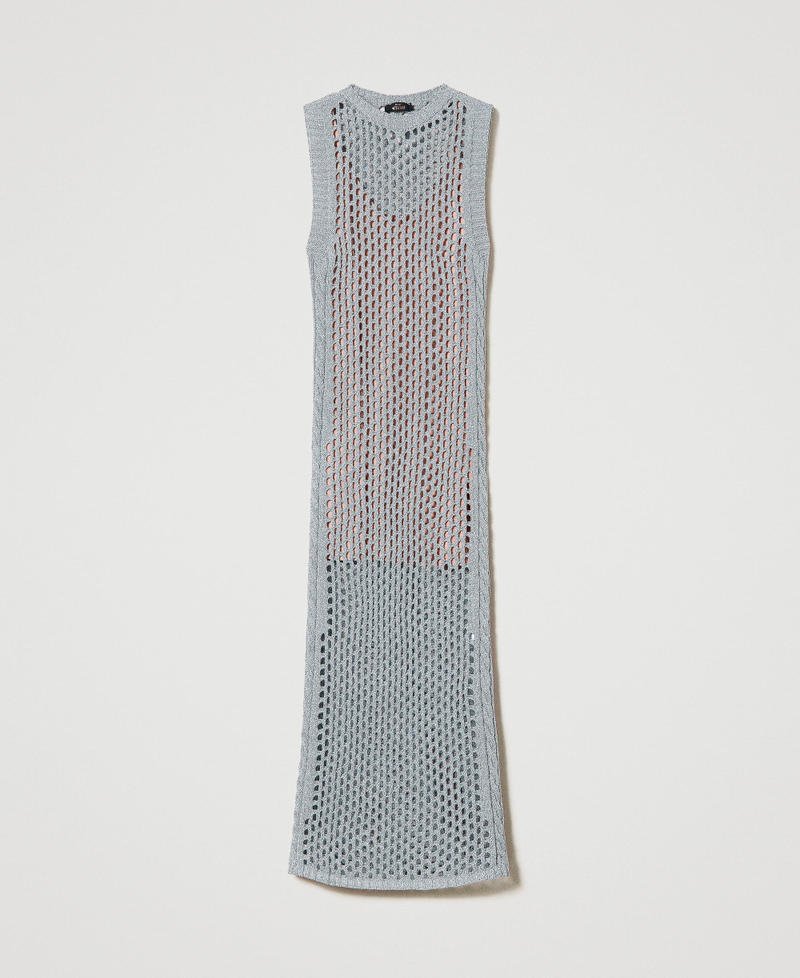 Long lurex mesh dress Silver Woman 241AP3161-0S