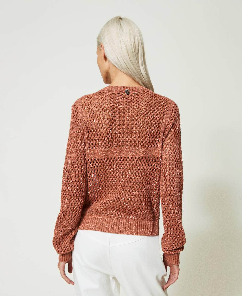 Lurex mesh jumper &ldquo;Macaroon&rdquo; Brown Woman 241AP3210_11254_04