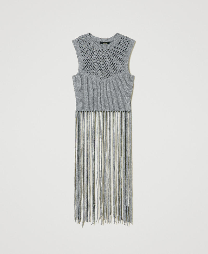 Top en filet lurex avec franges