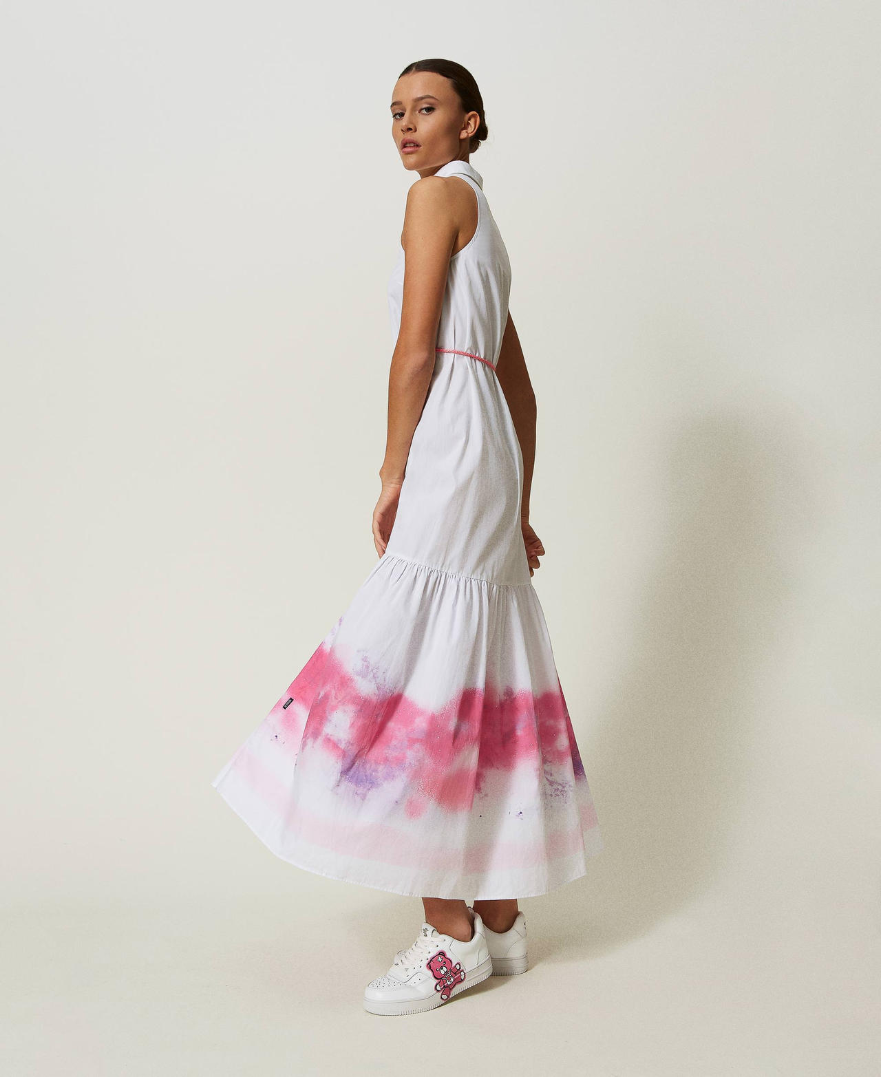 Robe longue MYFO en popeline imprim&eacute;e