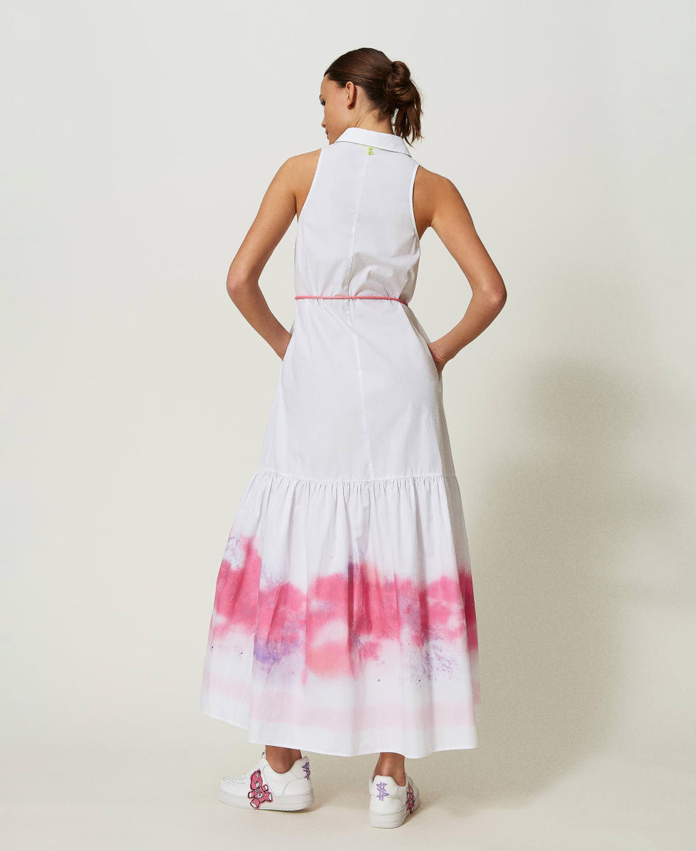 Robe longue MYFO en popeline imprim&eacute;e
