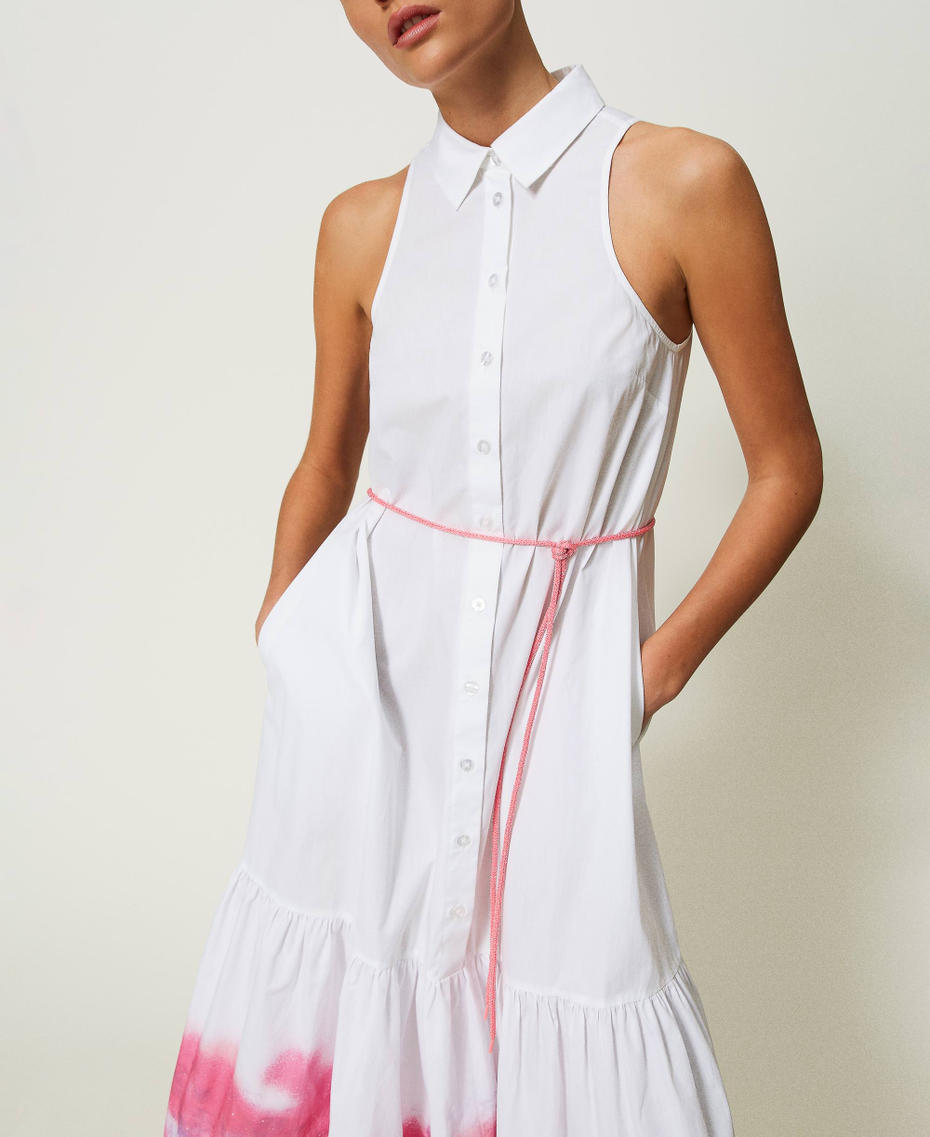 Robe longue MYFO en popeline imprimée Bicolore Blanc « Papers »/Imprimé Shaded Femme 241AQ2031-04