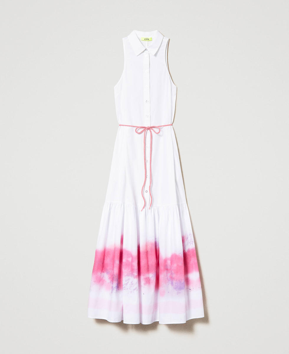 Robe longue MYFO en popeline imprim&eacute;e
