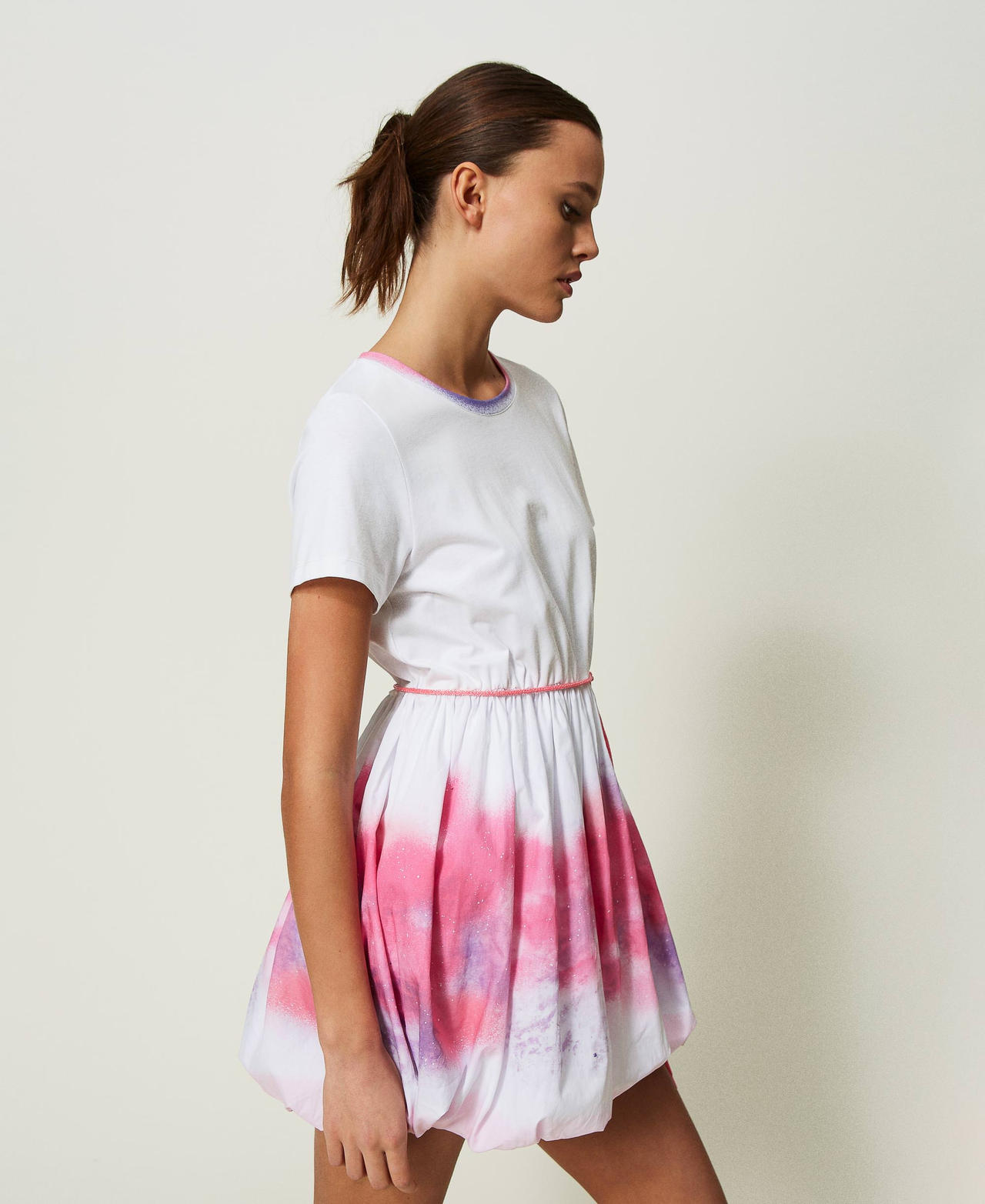 Robe courte MYFO en popeline imprimée