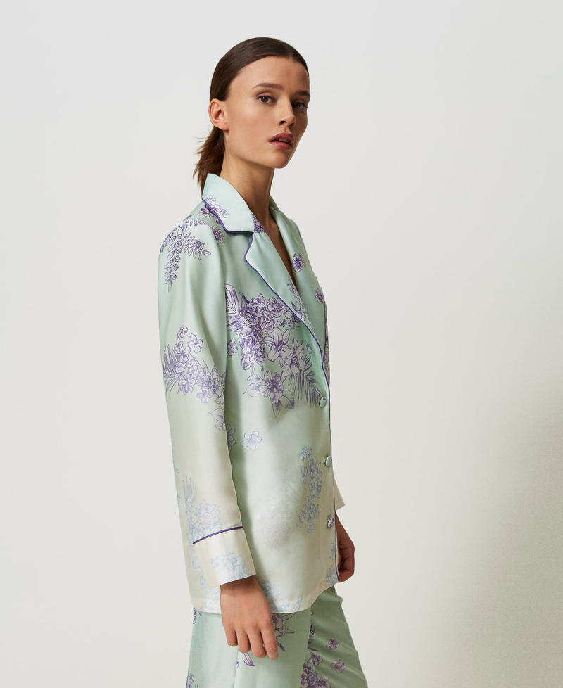 MYFO satin shirt with fadeout print "Brook Green" & Shaded Flower Print Woman 241AQ2034-01
