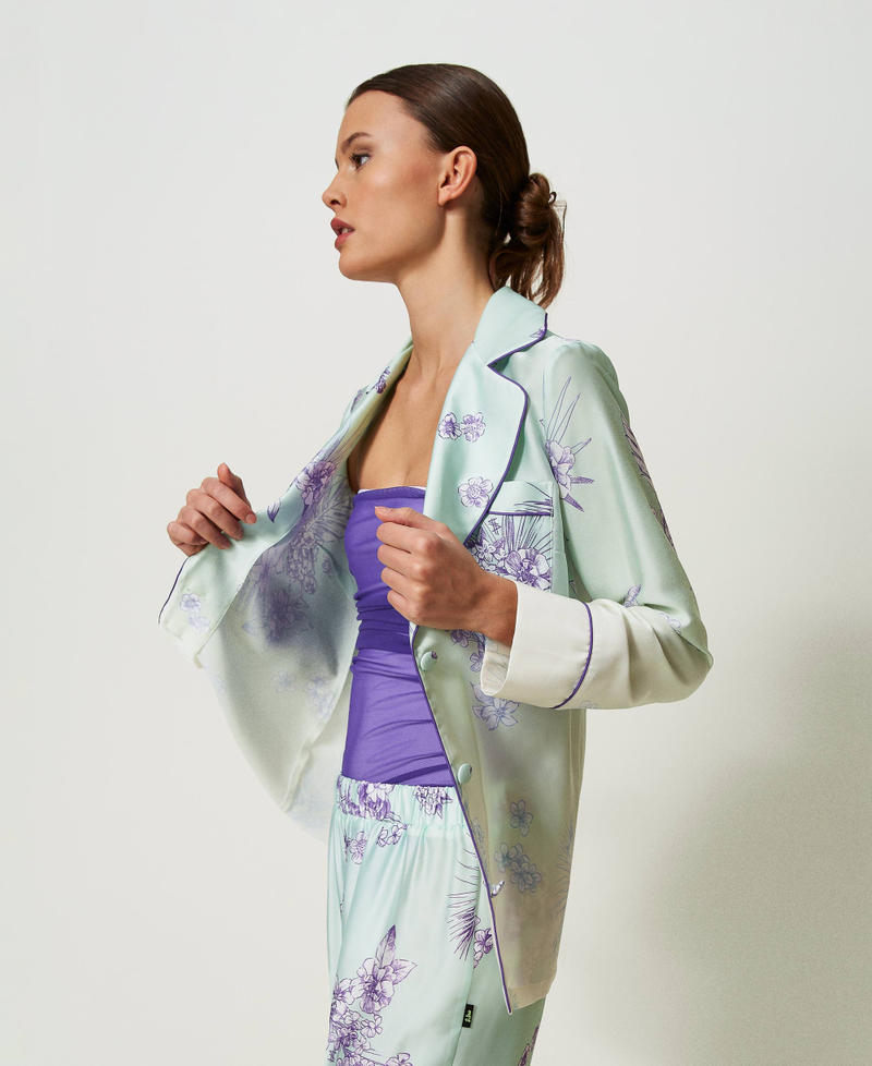 MYFO satin shirt with fadeout print "Brook Green" & Shaded Flower Print Woman 241AQ2034-03