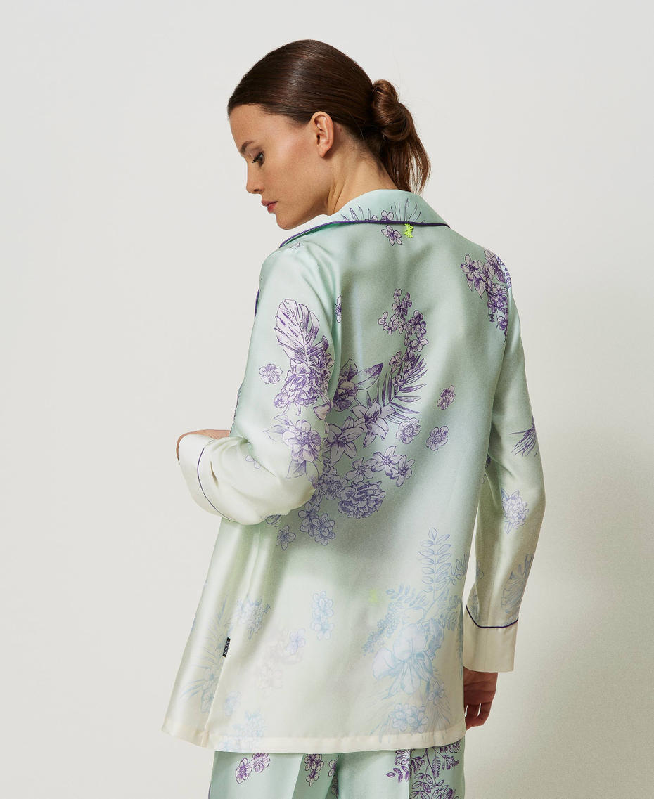 MYFO satin shirt with fadeout print "Brook Green" & Shaded Flower Print Woman 241AQ2034-04