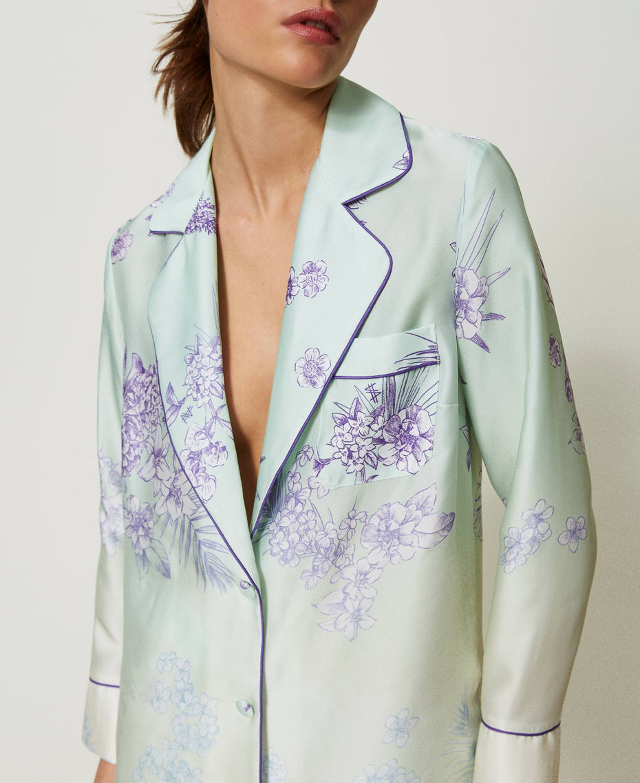 MYFO satin shirt with fadeout print "Brook Green" & Shaded Flower Print Woman 241AQ2034-05