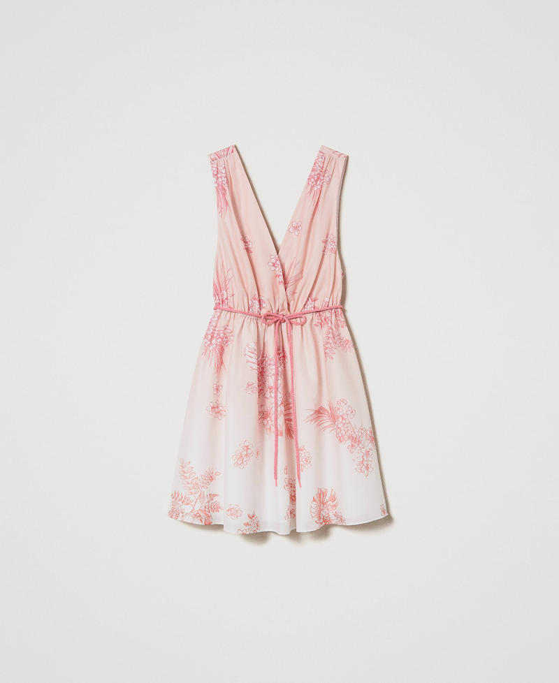 Short MYFO printed muslin dress Nectar Peach & Shaded Flower Print Woman 241AQ2041-0S