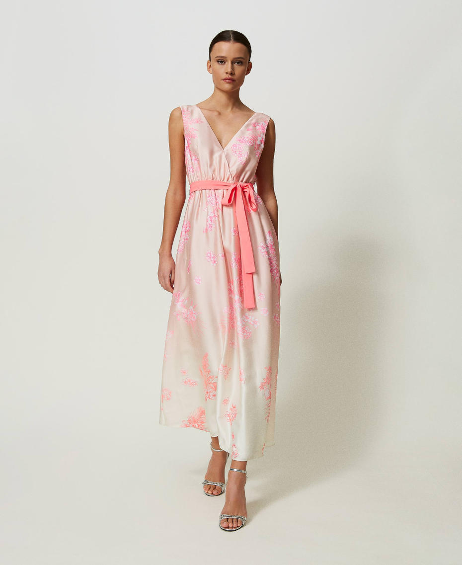 Long MYFO satin dress with fadeout print