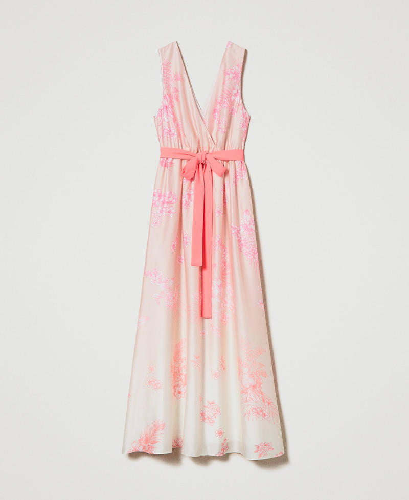 Длинное атласное платье MYFO с растушеванным принтом Принт Флуоресцентный Растушеванные Цветы женщина 241AQ2042-0S