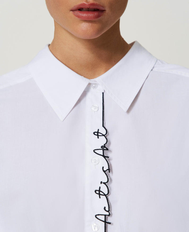 Maxi MYFO poplin shirt with logo embroidery "Papers" White Woman 241AQ2050-04