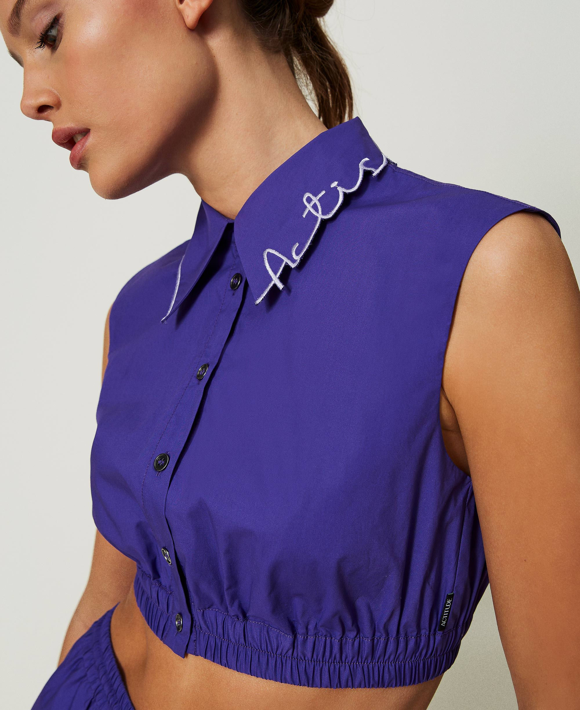 Cropped MYFO poplin shirt with logo embroidery