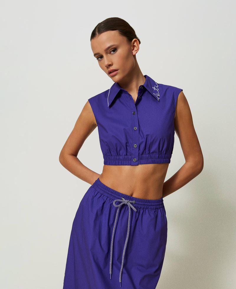 Cropped MYFO poplin shirt with logo embroidery