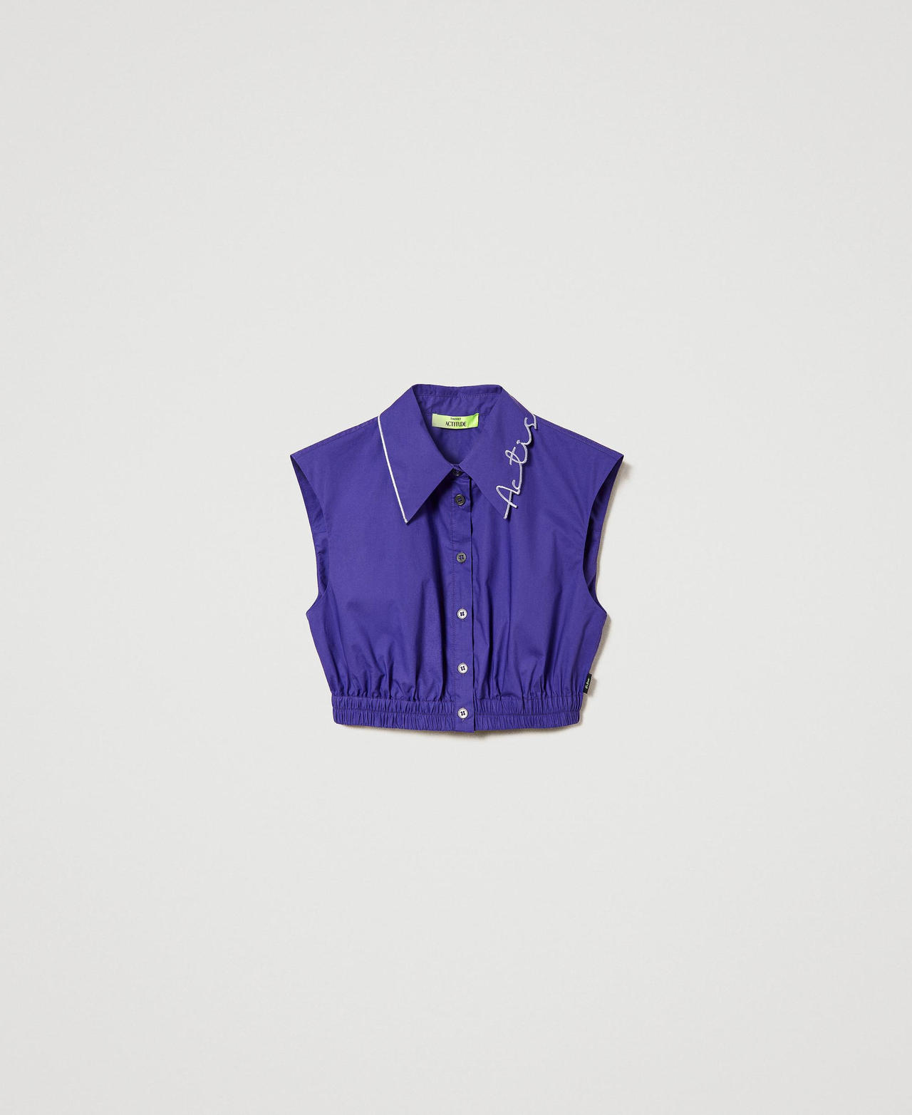 Cropped MYFO poplin shirt with logo embroidery
