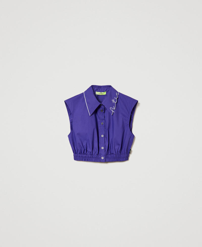 Cropped MYFO poplin shirt with logo embroidery