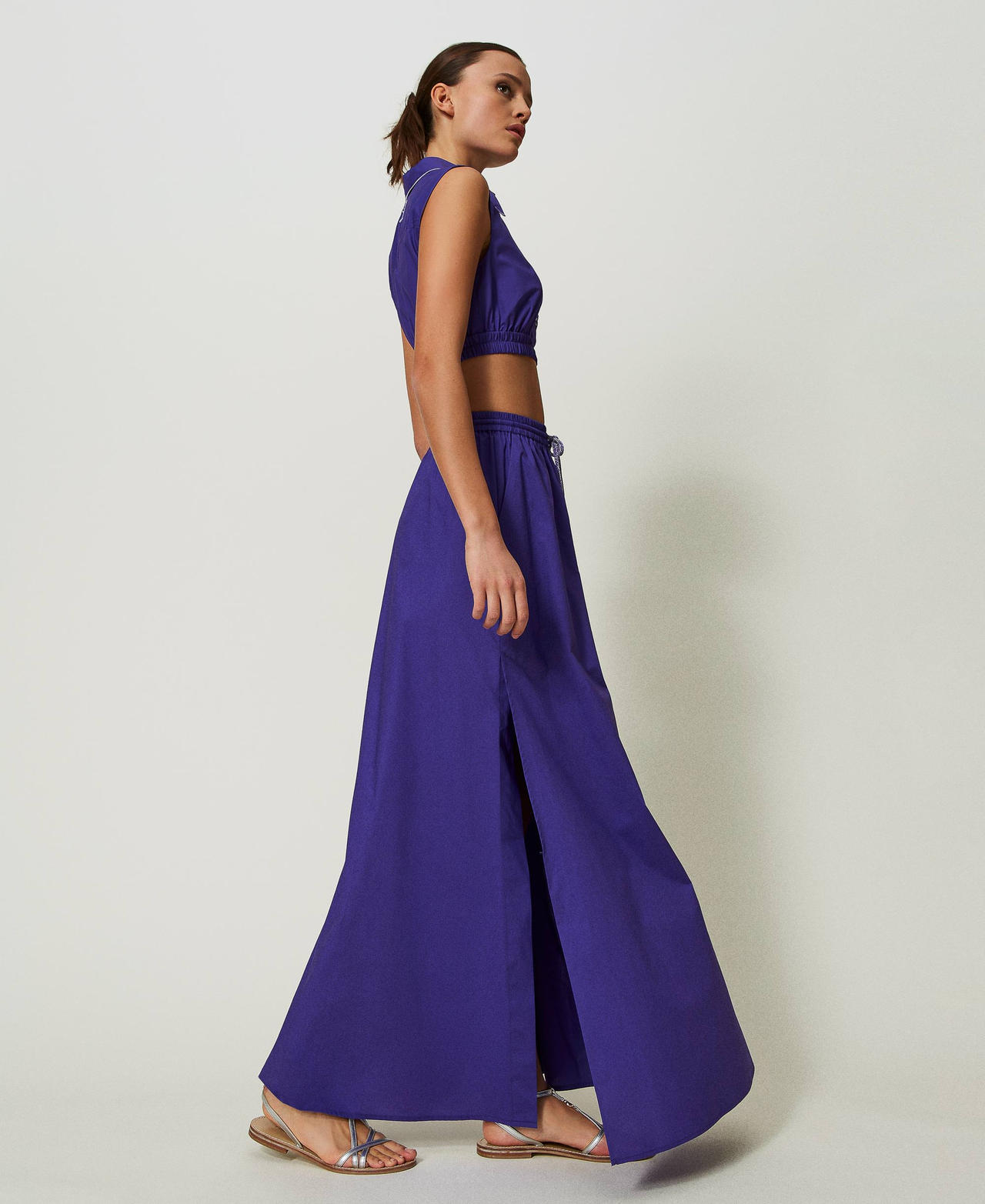 Long MYFO poplin skirt "Royal Purple" Woman 241AQ2054-02