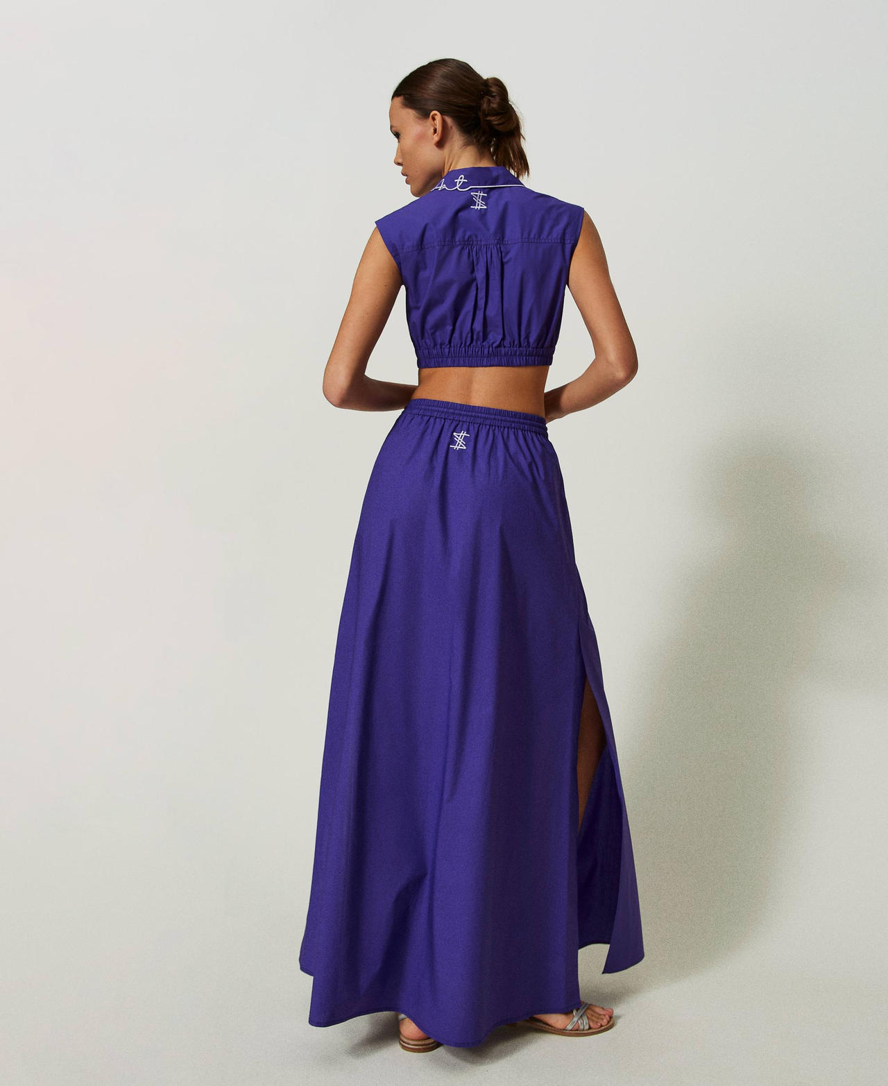 Long MYFO poplin skirt "Royal Purple" Woman 241AQ2054_11484_03