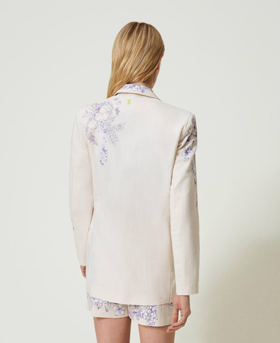Giacca blazer MYFO in misto lino stampato Stampa Royal Purple Toile De Jouy Donna 241AQ2060_11596_03