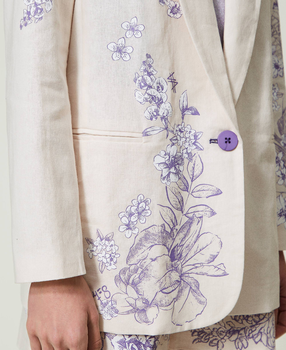 Giacca blazer MYFO in misto lino stampato Stampa Royal Purple Toile De Jouy Donna 241AQ2060_11596_05