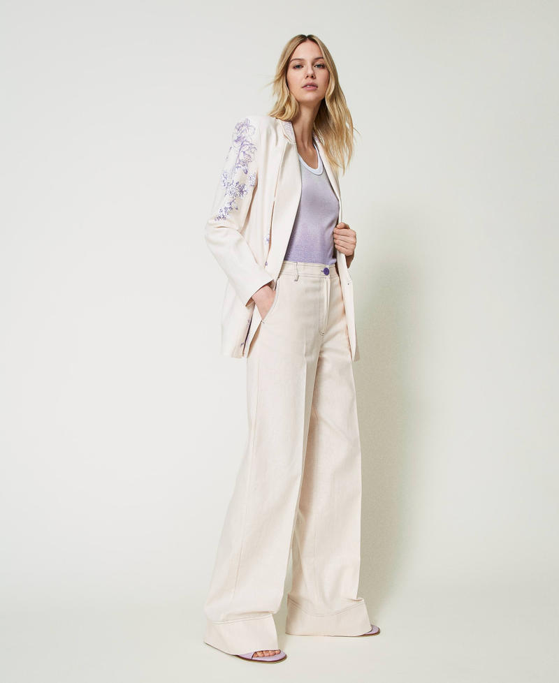 MYFO printed linen blend palazzo trousers