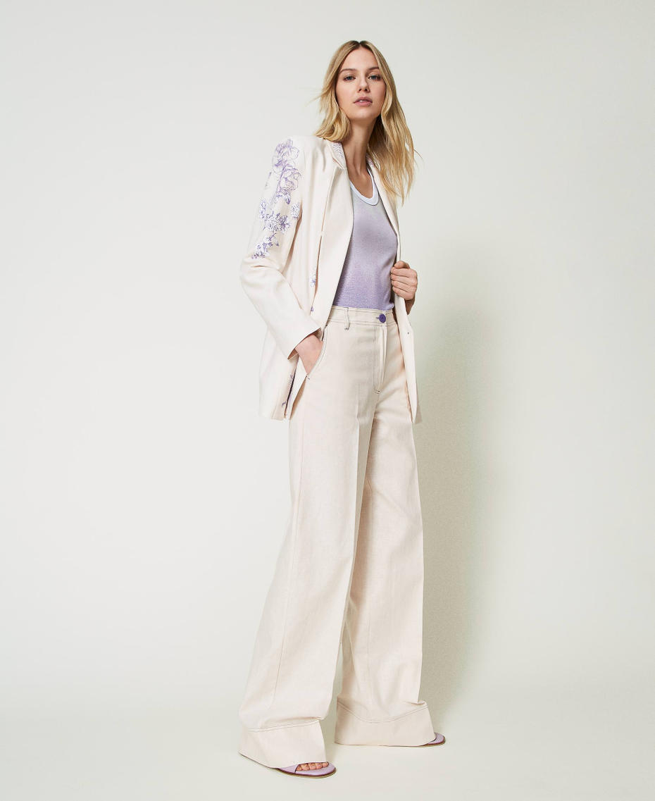 MYFO printed linen blend palazzo trousers