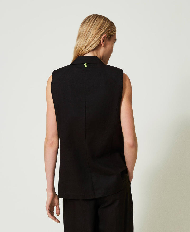 MYFO embroidered linen blend waistcoat Black Woman 241AQ2070-03