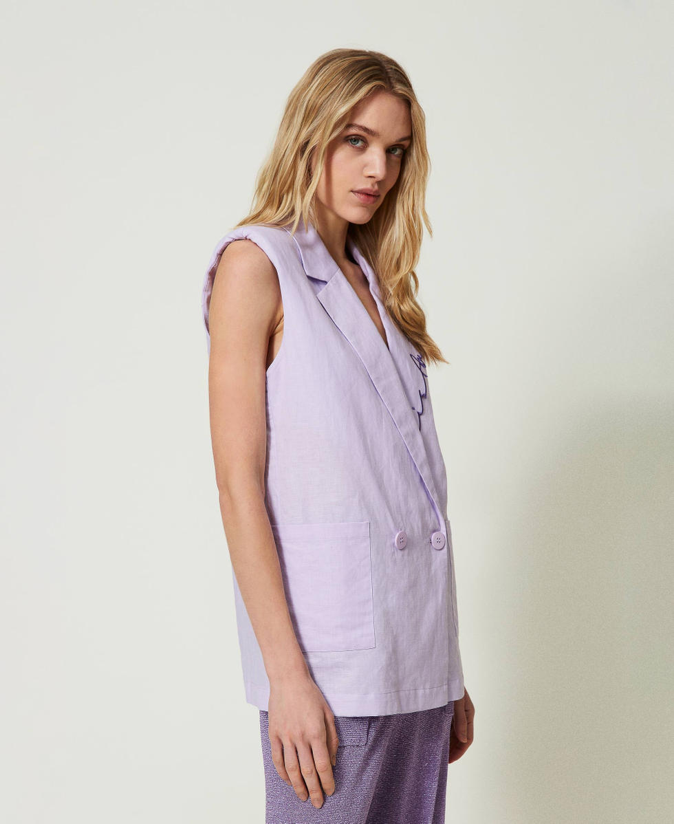 Chaleco MYFO de lino mixto bordado Lila Pastel Mujer 241AQ2070_03357_03