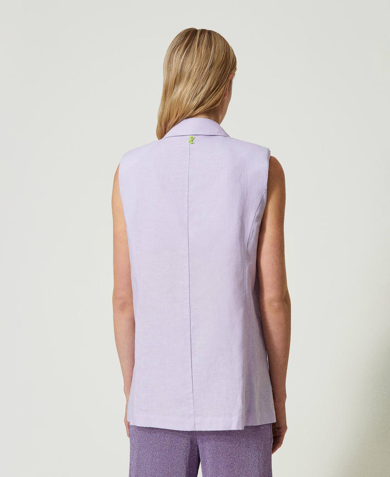 MYFO embroidered linen blend waistcoat Pastel Lilac Woman 241AQ2070_03357_04