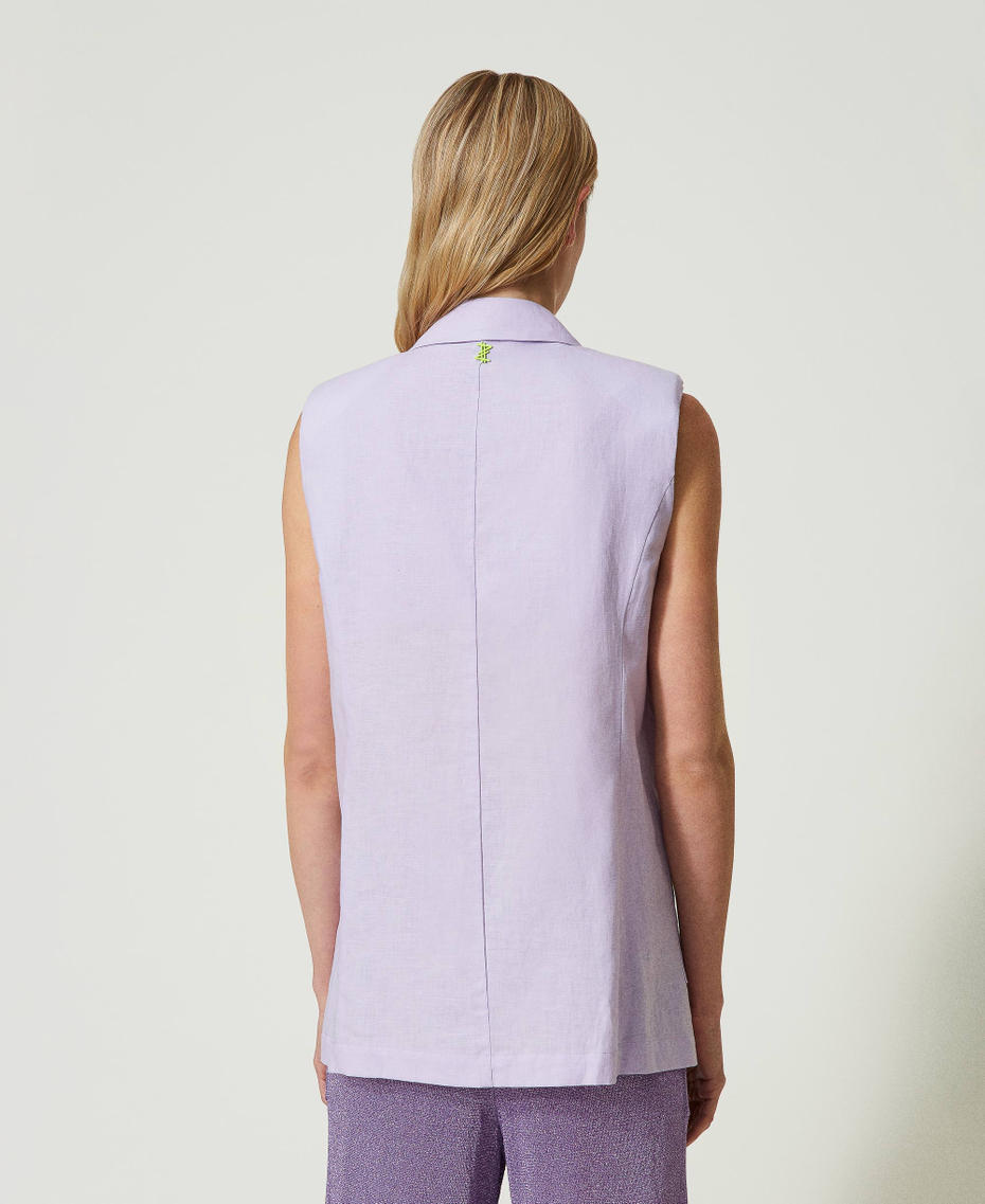 MYFO embroidered linen blend waistcoat Pastel Lilac Woman 241AQ2070_03357_04