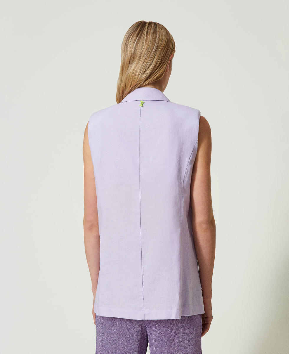 Chaleco MYFO de lino mixto bordado Lila Pastel Mujer 241AQ2070_03357_04