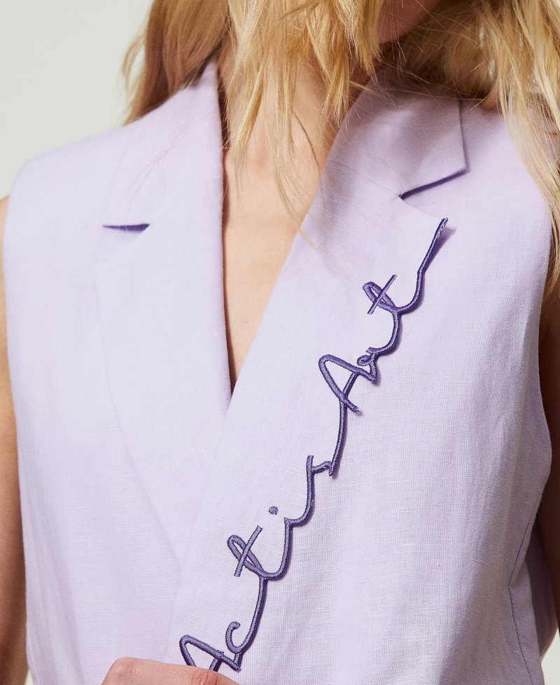 MYFO embroidered linen blend waistcoat Black Woman 241AQ2070-05