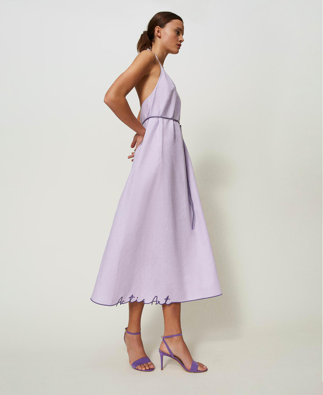 Long MYFO embroidered linen blend dress