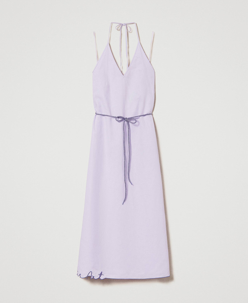 Abito Maxi In Misto Lino E Cotone – Vintage Scollo A V E Maniche 3/4, Boho Chic Per Estate, Spiaggia E Taglie Forti