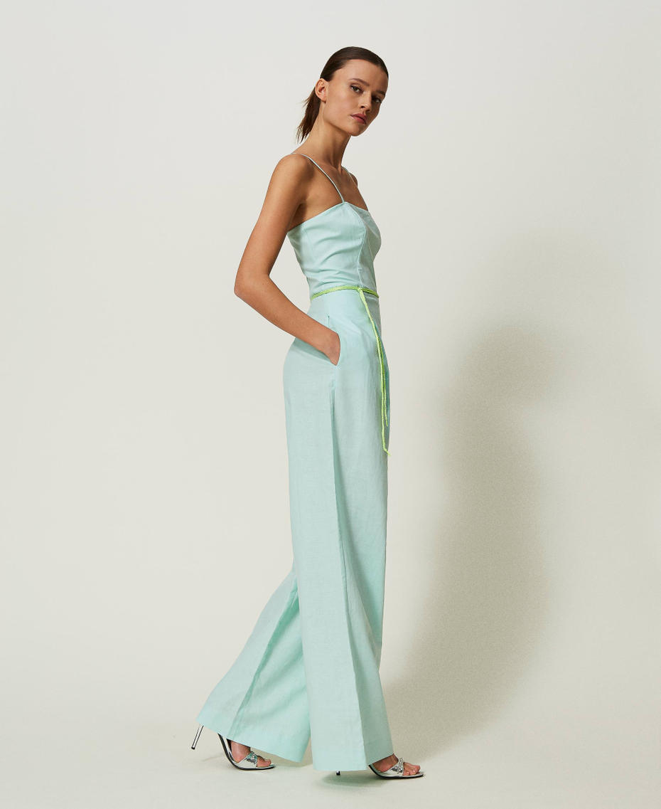 MYFO linen blend bustier jumpsuit with belt