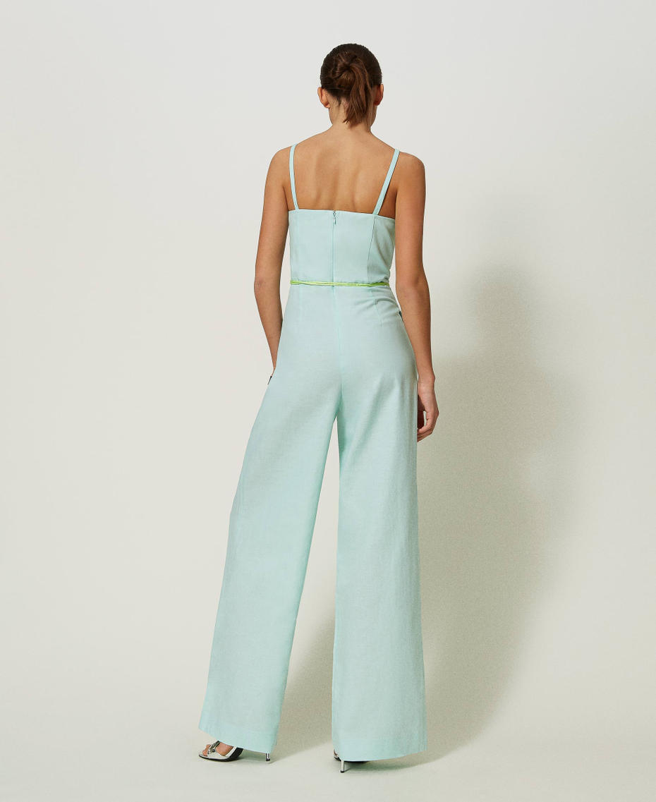 MYFO linen blend bustier jumpsuit with belt “Brook Green” Woman 241AQ2073-04