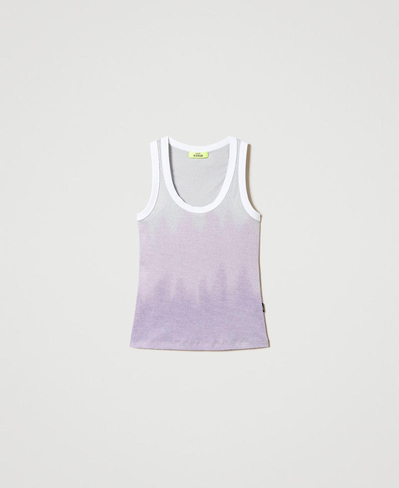 Ribbed MYFO top with fadeout print Pastel Lilac Woman 241AQ2110-0S