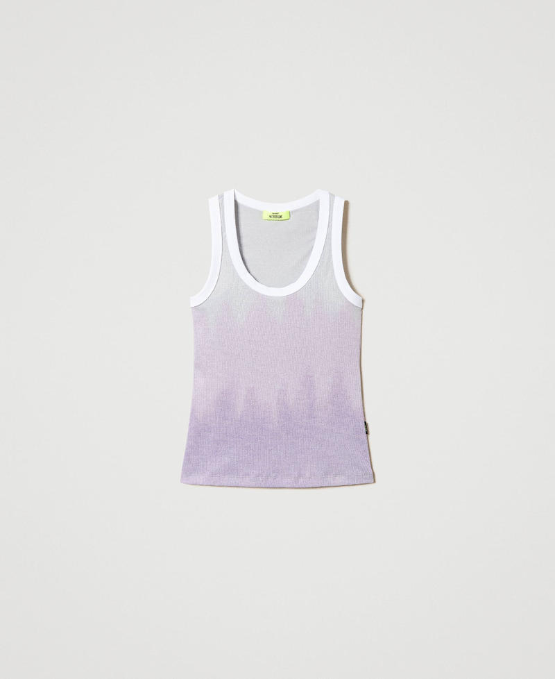 Ribbed MYFO top with fadeout print Pastel Lilac Woman 241AQ2110_03357_0S