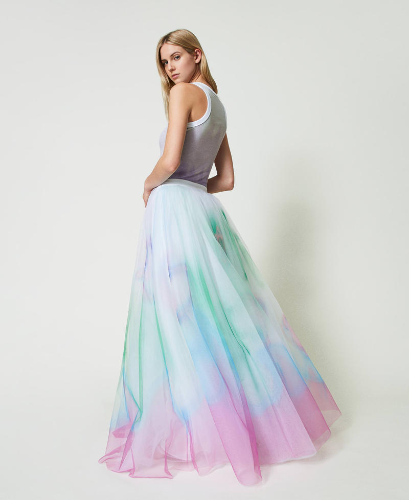 Tulle MYFO skirt with placed print Multicolour Spray Woman 241AQ2150_11735_01